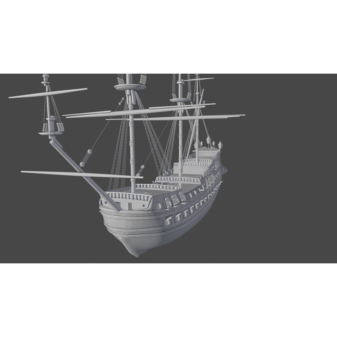 Pirate Ship 3D Model – Historic Watercraft with PBR Textures, FBX - View 7
