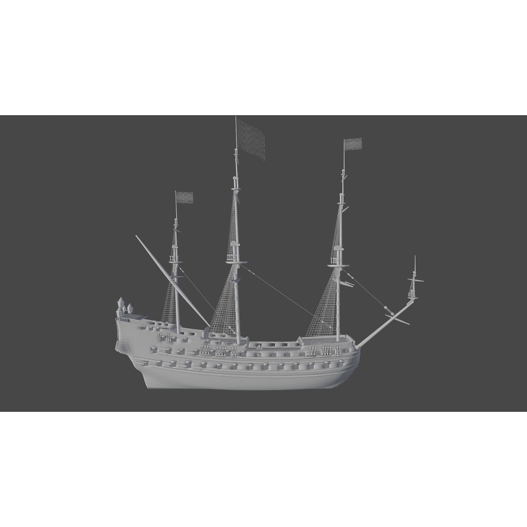 Pirate Ship 3D Model – Historic Watercraft with PBR Textures, FBX - View 8