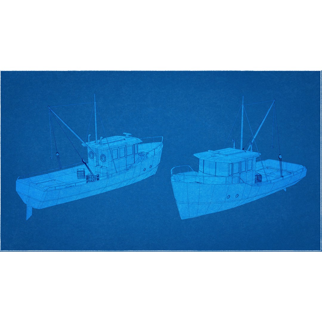 Fishing Boat 3D Model – Low Poly Game Asset for Simulation, FBX, OBJ