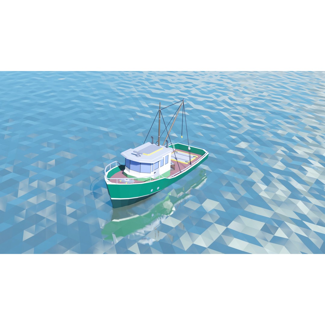 Fishing Boat 3D Model – Low Poly Game Asset for Simulation, FBX, OBJ - View 10
