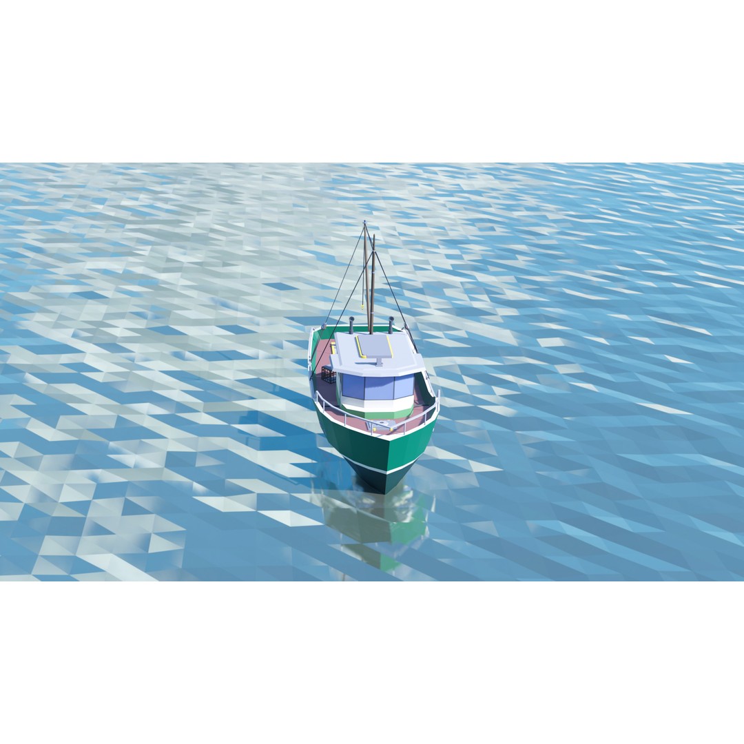 Fishing Boat 3D Model – Low Poly Game Asset for Simulation, FBX, OBJ - View 12