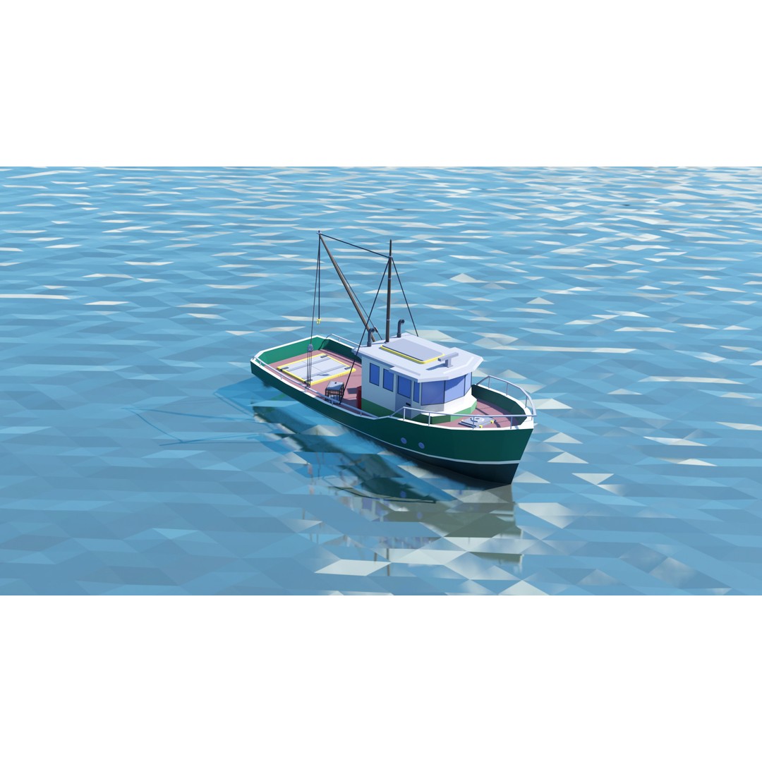 Fishing Boat 3D Model – Low Poly Game Asset for Simulation, FBX, OBJ - View 4