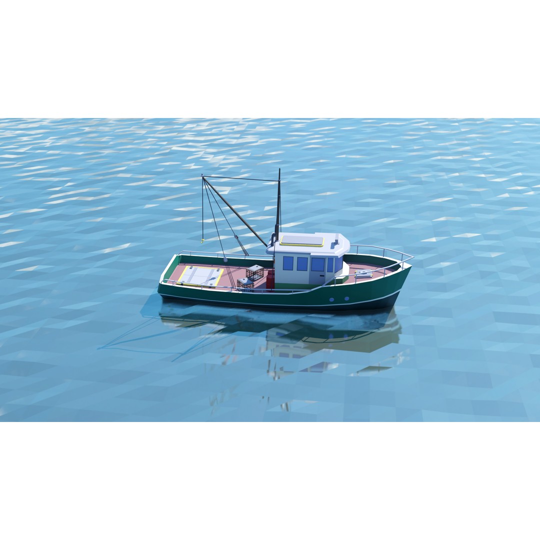 Fishing Boat 3D Model – Low Poly Game Asset for Simulation, FBX, OBJ - View 5