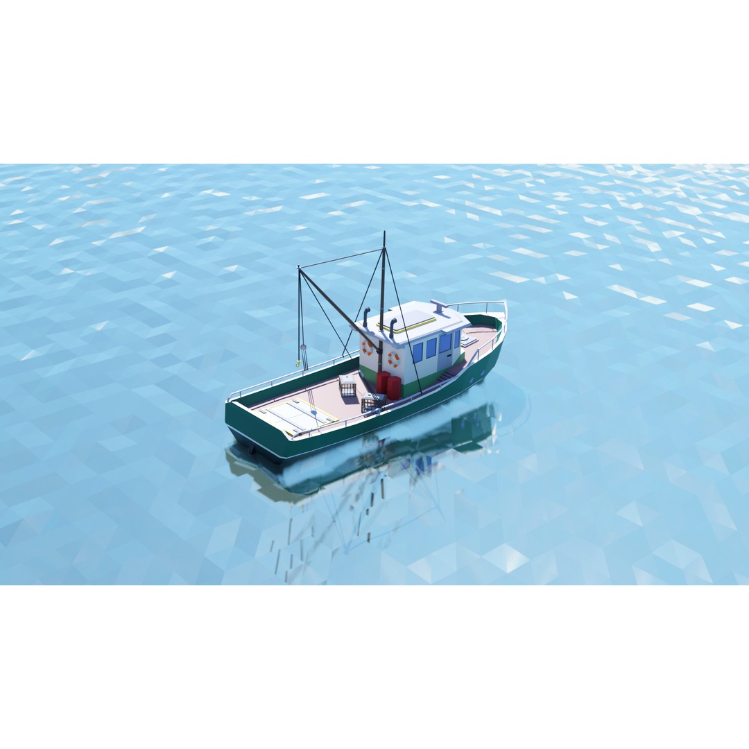 Fishing Boat 3D Model – Low Poly Game Asset for Simulation, FBX, OBJ - View 6