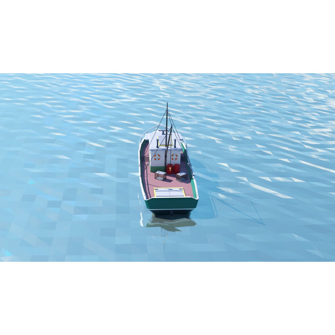 Fishing Boat 3D Model – Low Poly Game Asset for Simulation, FBX, OBJ - View 7