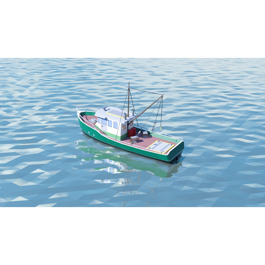 Fishing Boat 3D Model – Low Poly Game Asset for Simulation, FBX, OBJ - View 8