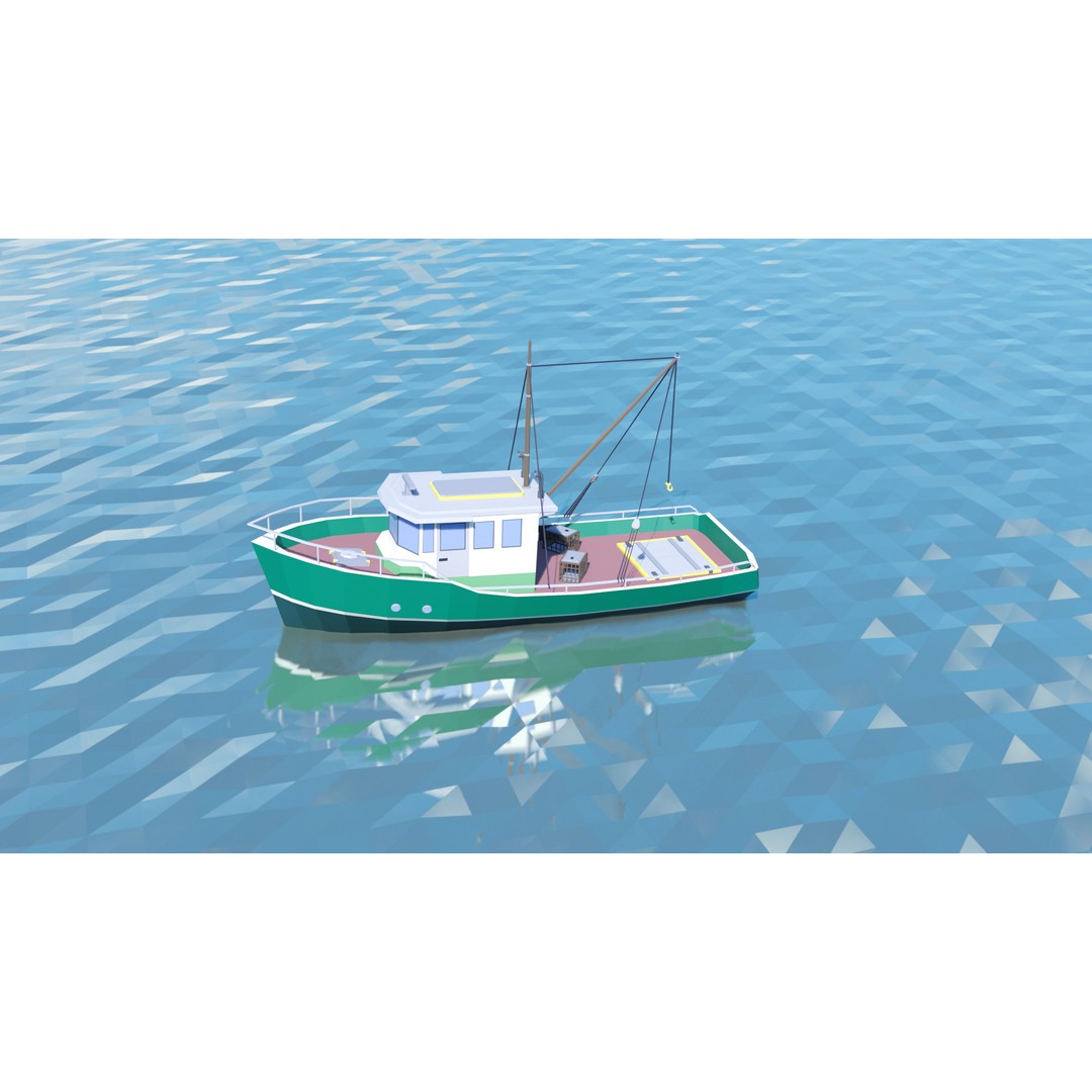 Fishing Boat 3D Model – Low Poly Game Asset for Simulation, FBX, OBJ - View 9