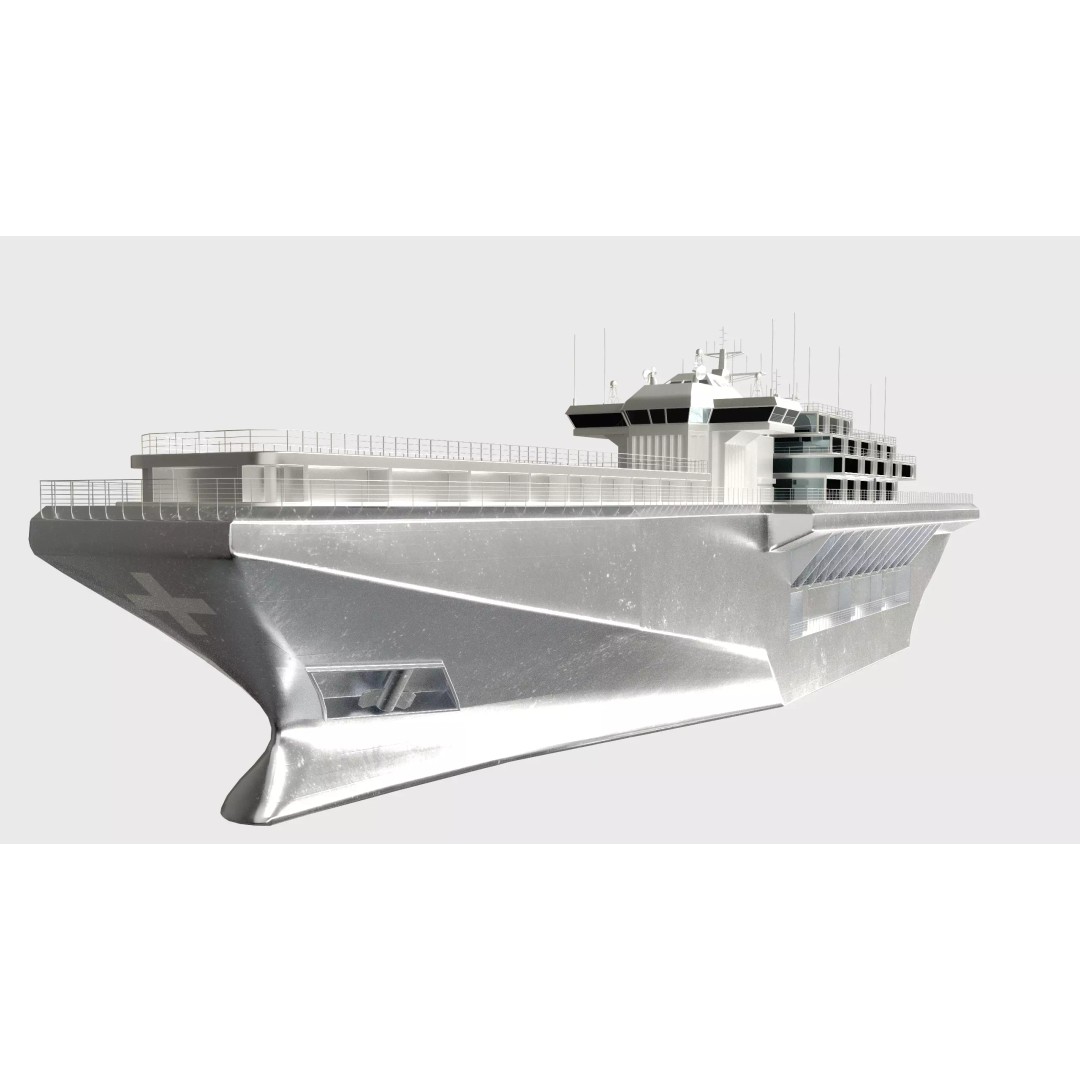 Hospital Ship 3D Model – Realistic Military Watercraft, FBX - View 2