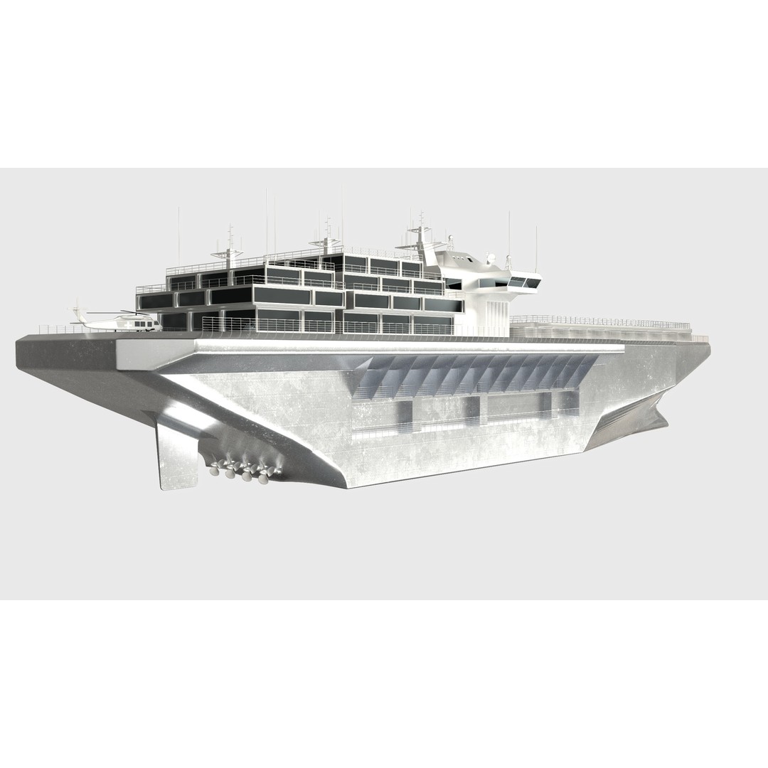 Hospital Ship 3D Model – Realistic Military Watercraft, FBX - View 3