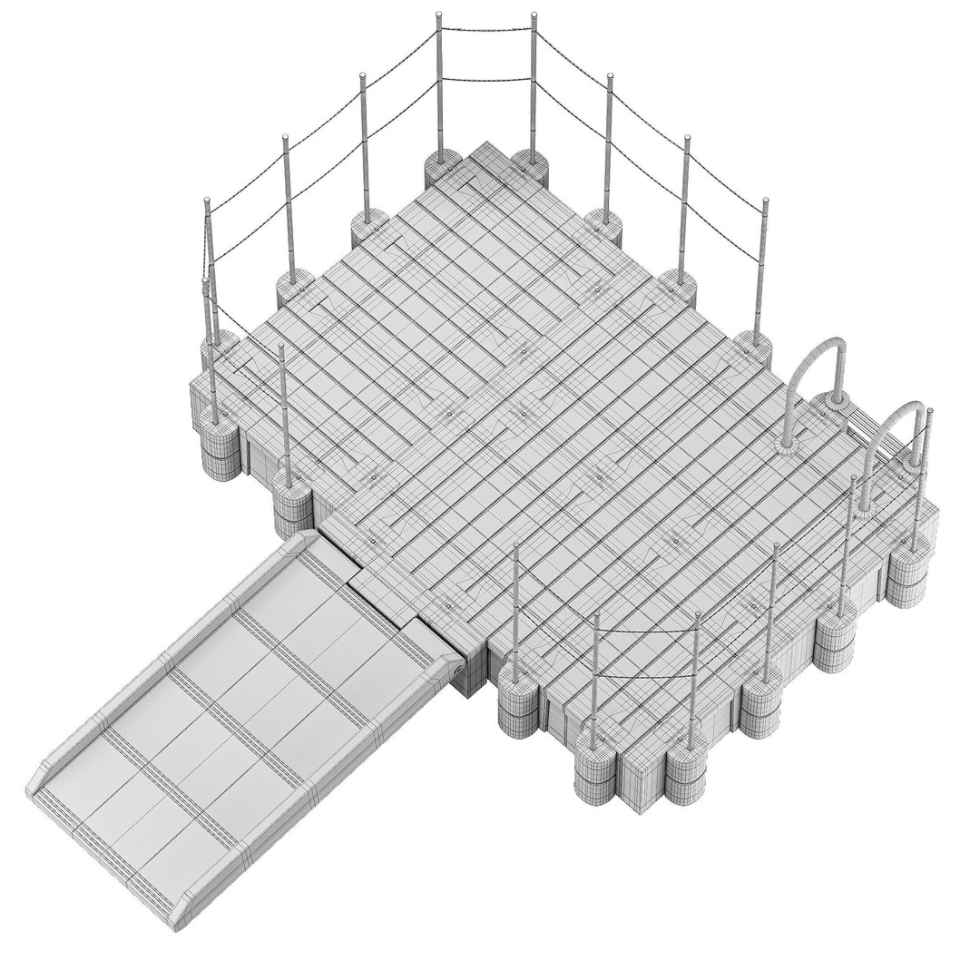 Modular Plastic Pontoon 3D Model – PBR Textures, Rigged, FBX