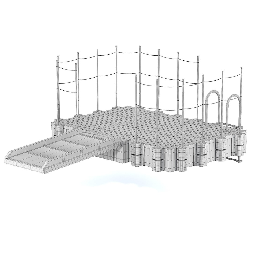 Modular Plastic Pontoon 3D Model – PBR Textures, Rigged, FBX - View 10