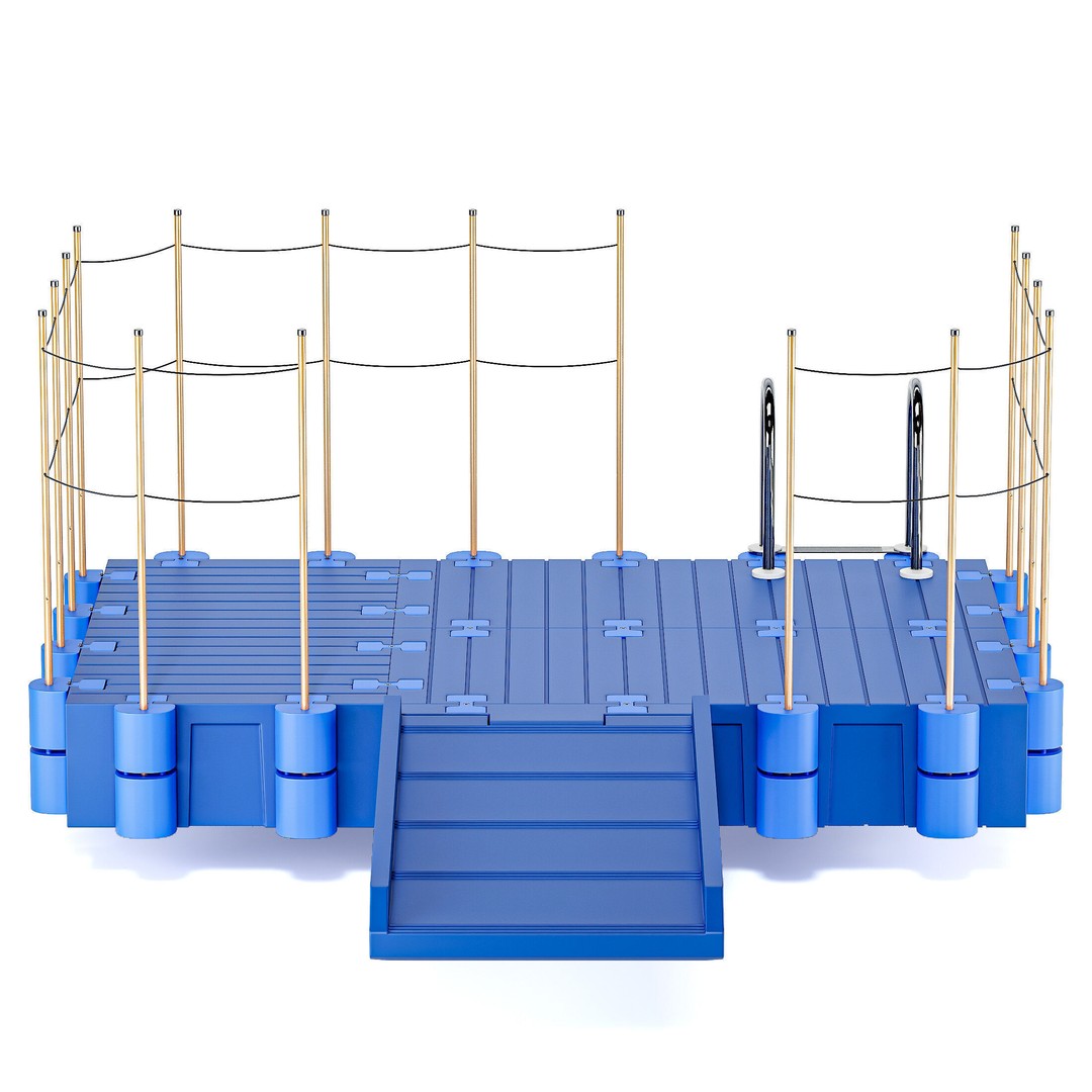 Modular Plastic Pontoon 3D Model – PBR Textures, Rigged, FBX - View 3