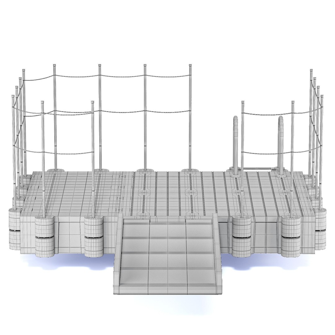 Modular Plastic Pontoon 3D Model – PBR Textures, Rigged, FBX - View 7