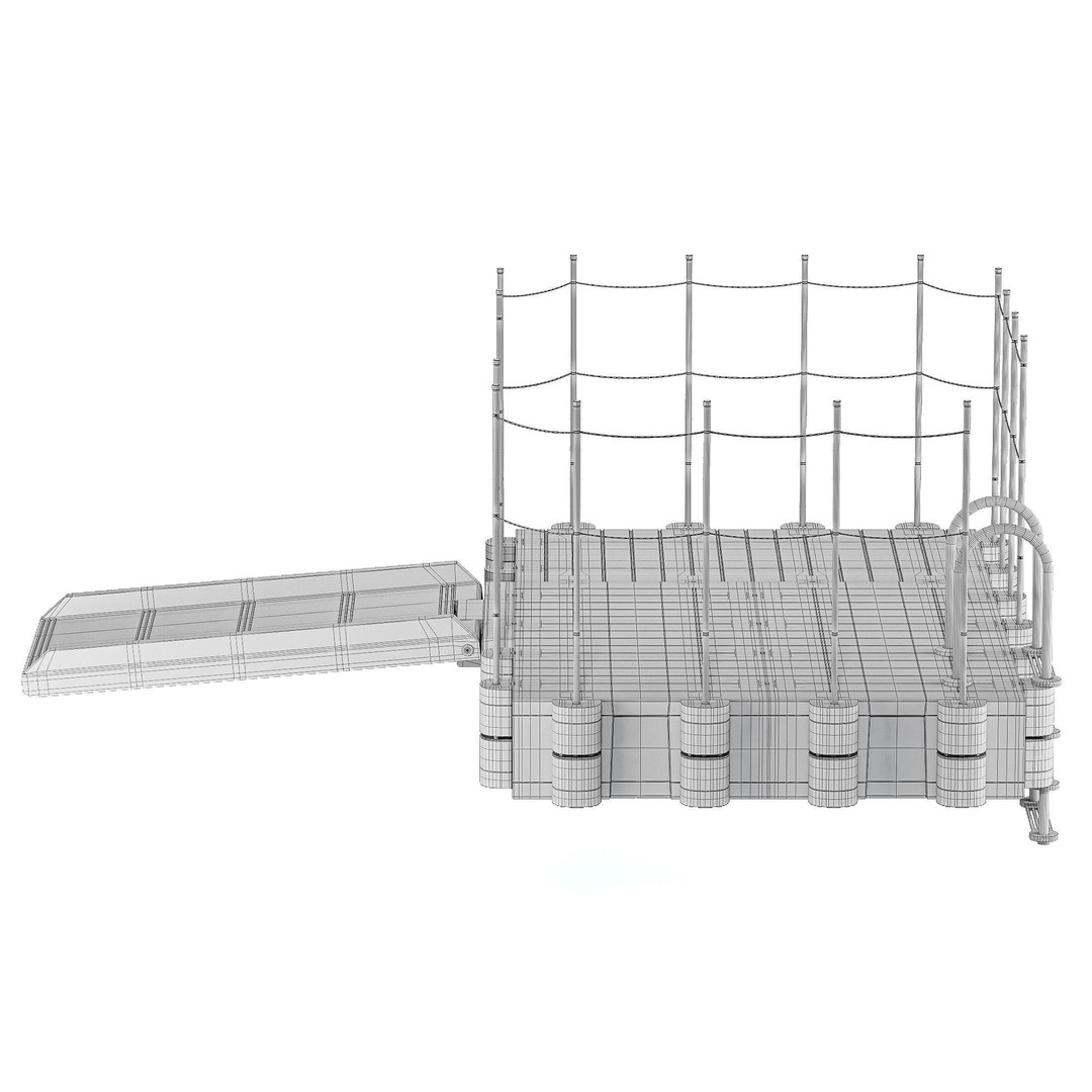 Modular Plastic Pontoon 3D Model – PBR Textures, Rigged, FBX - View 8
