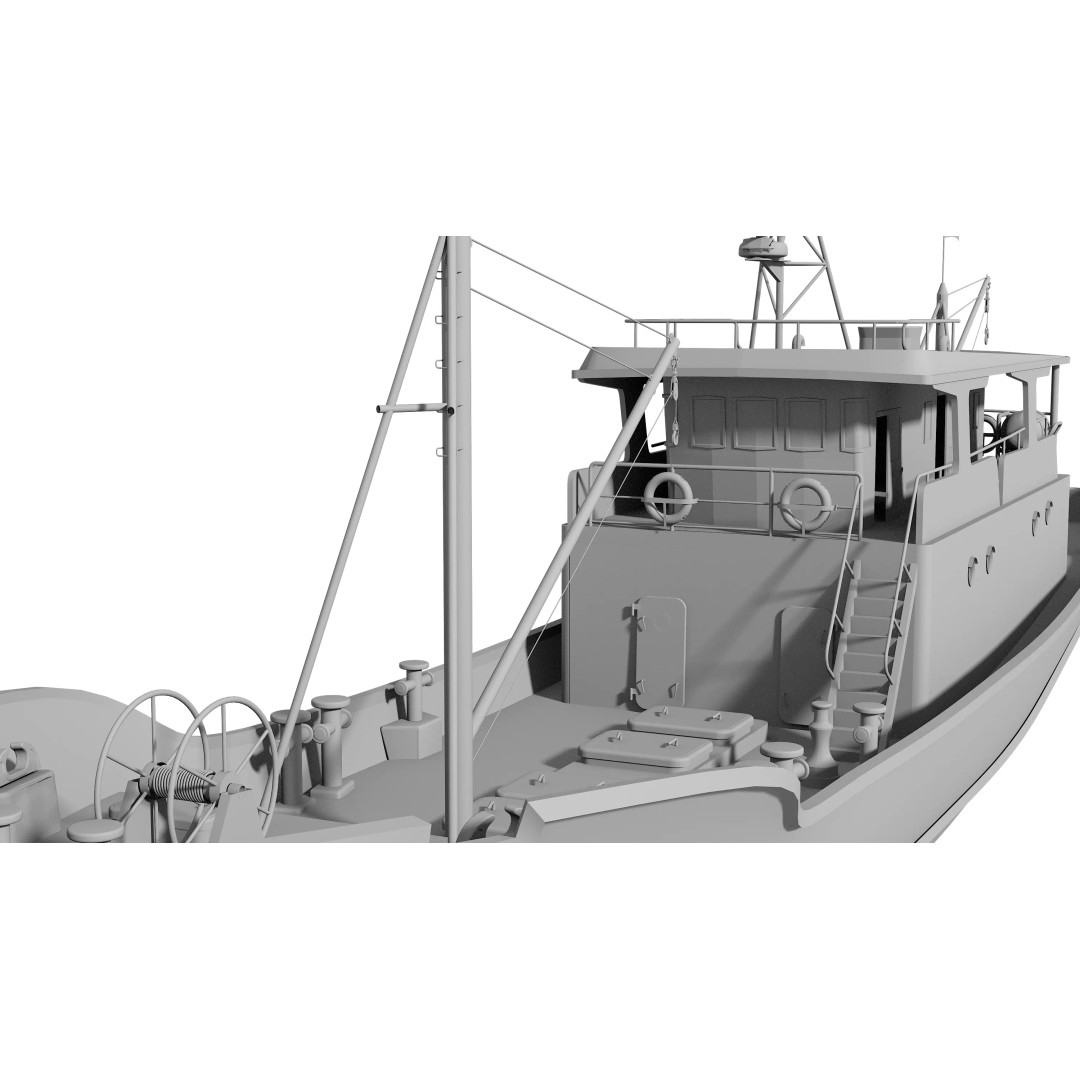 Fishing Boat 3D Model – Industrial Vessel for Games, FBX, OBJ