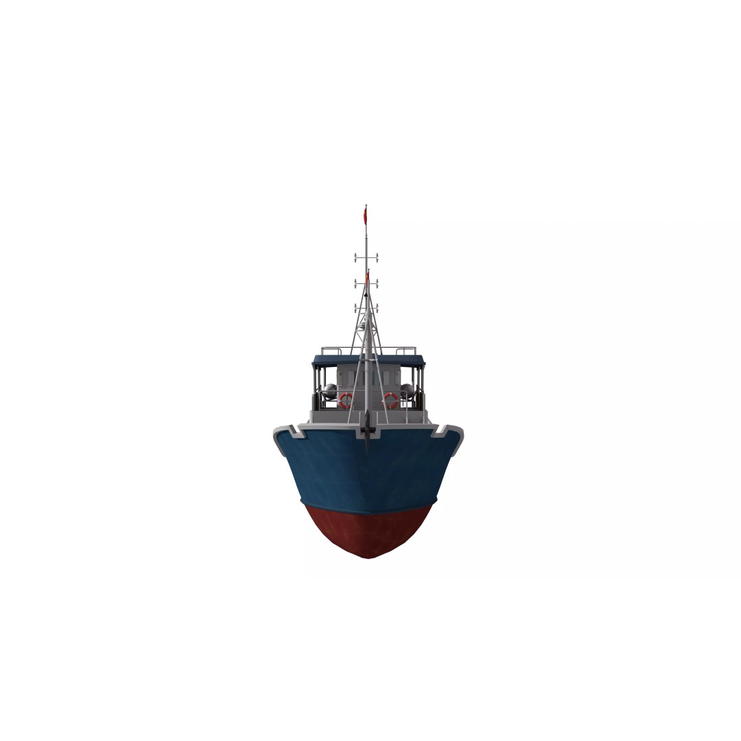 Fishing Boat 3D Model – Industrial Vessel for Games, FBX, OBJ - View 10