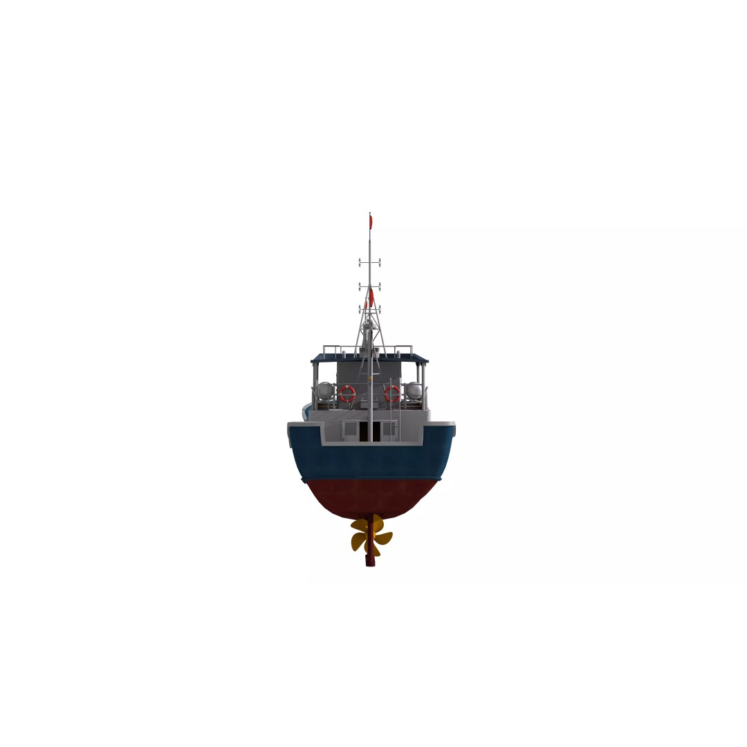 Fishing Boat 3D Model – Industrial Vessel for Games, FBX, OBJ - View 11