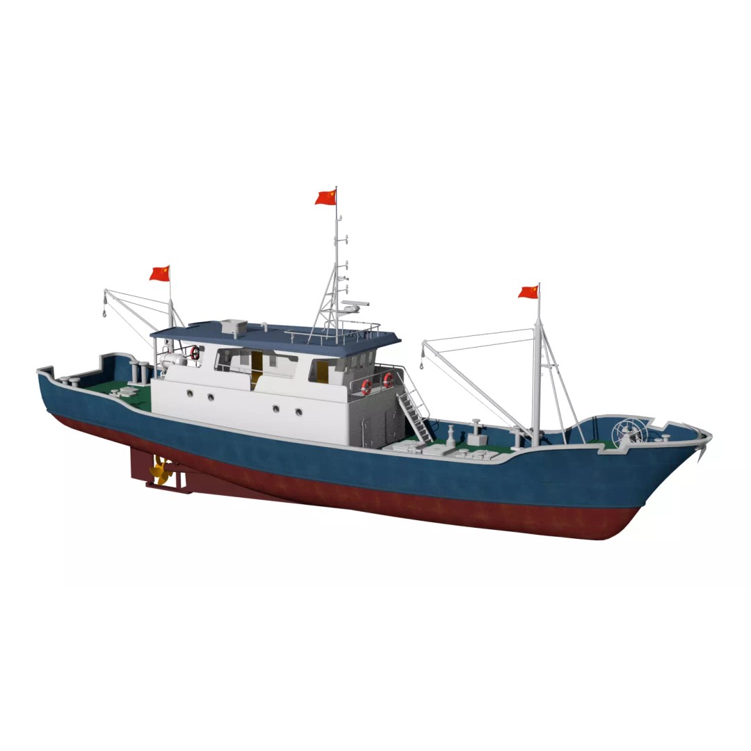Fishing Boat 3D Model – Industrial Vessel for Games, FBX, OBJ - View 14