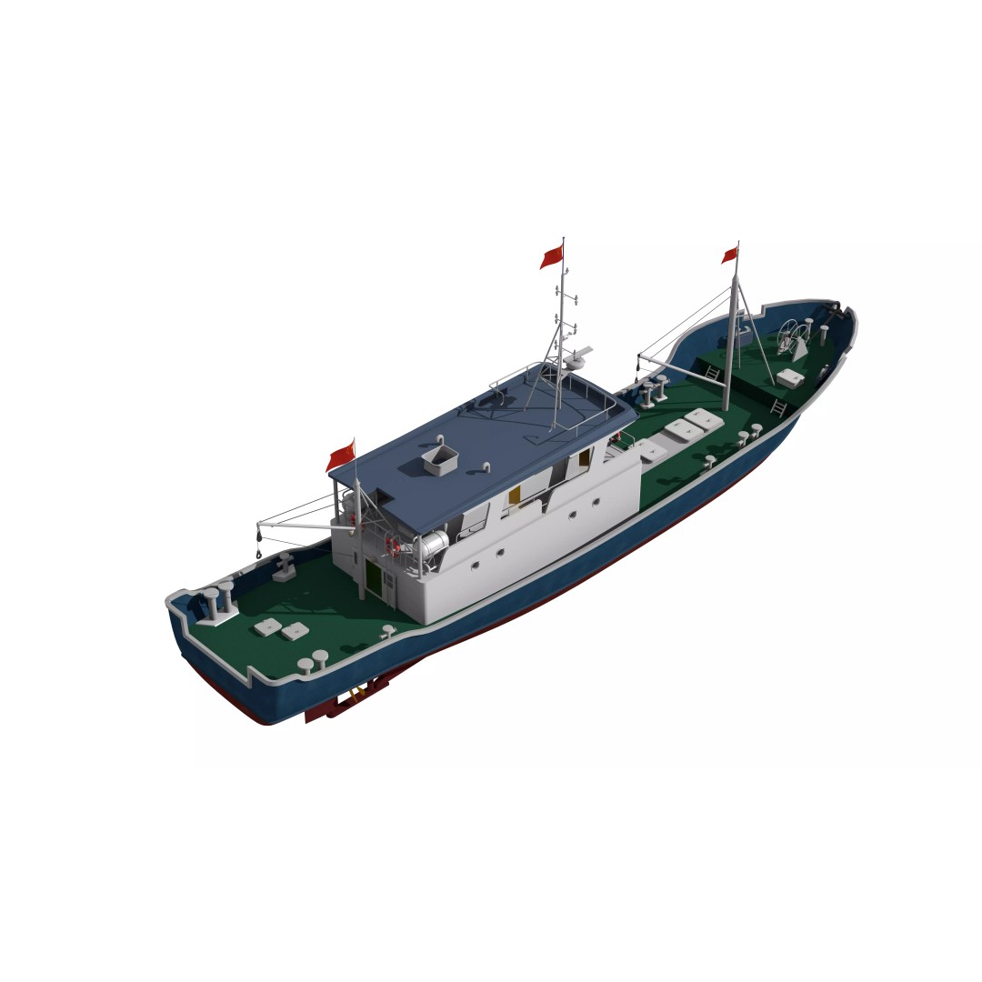 Fishing Boat 3D Model – Industrial Vessel for Games, FBX, OBJ - View 16