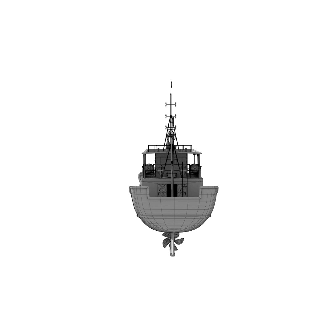 Fishing Boat 3D Model – Industrial Vessel for Games, FBX, OBJ - View 17