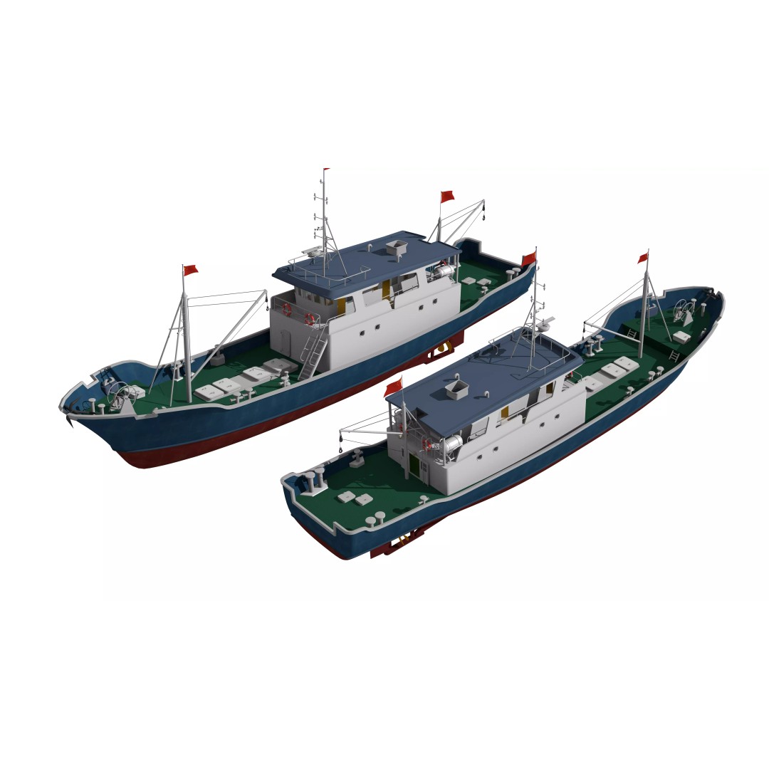 Fishing Boat 3D Model – Industrial Vessel for Games, FBX, OBJ - View 2