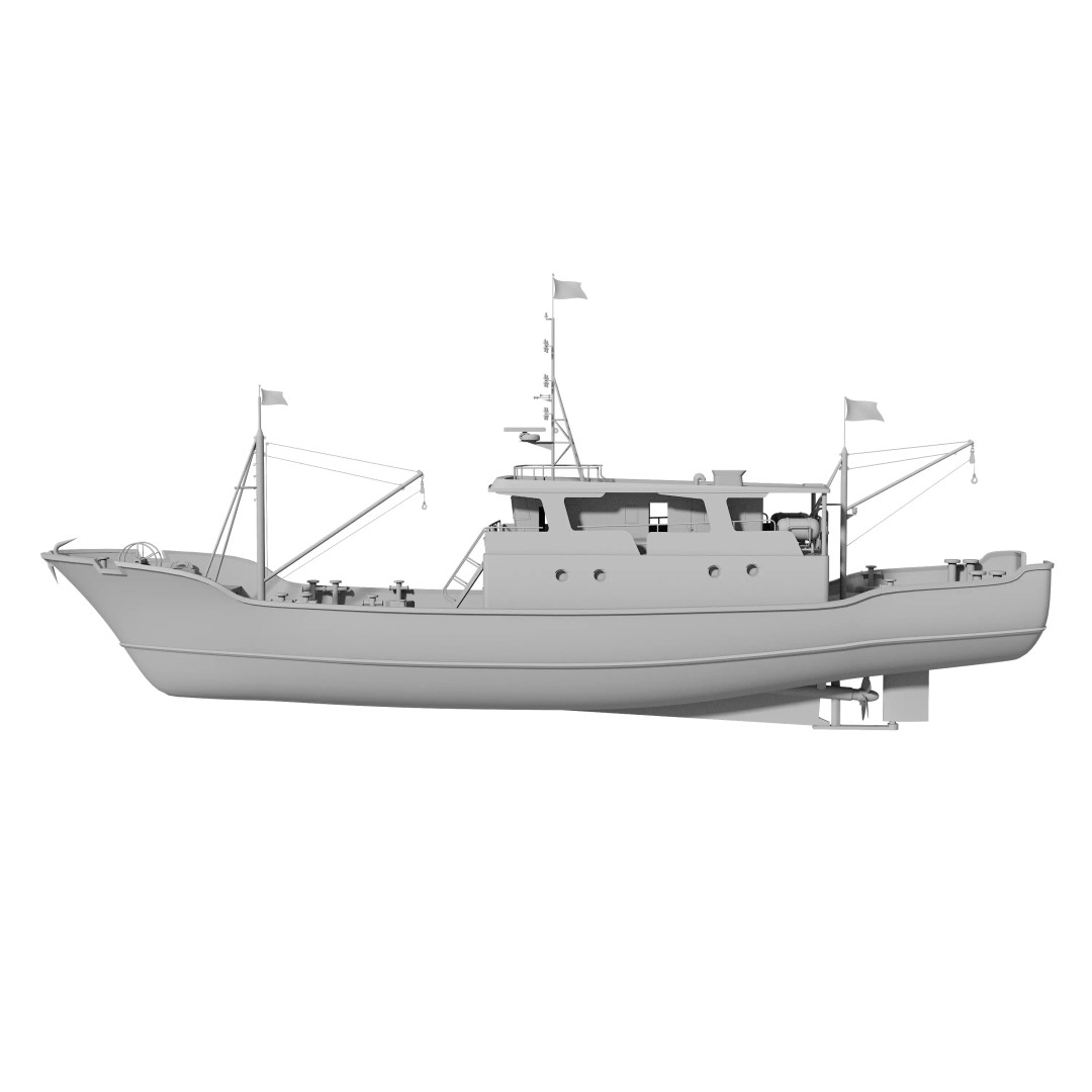 Fishing Boat 3D Model – Industrial Vessel for Games, FBX, OBJ - View 27