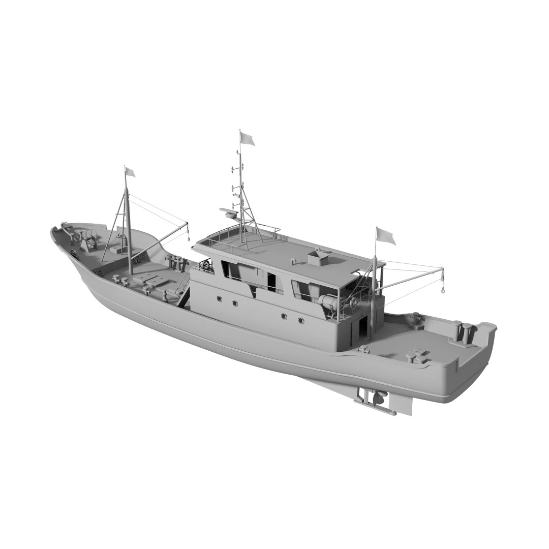 Fishing Boat 3D Model – Industrial Vessel for Games, FBX, OBJ - View 30