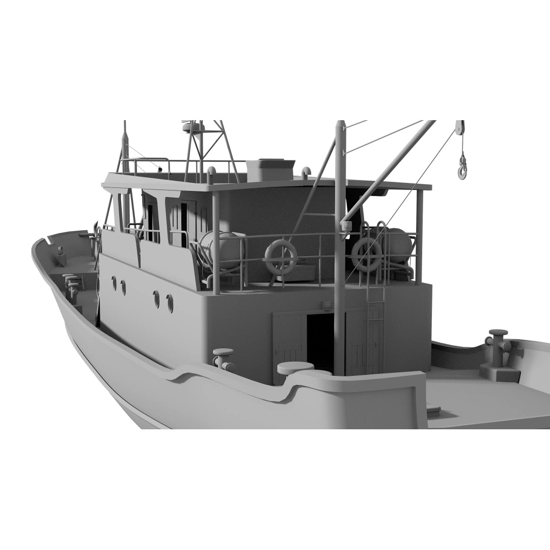 Fishing Boat 3D Model – Industrial Vessel for Games, FBX, OBJ - View 35