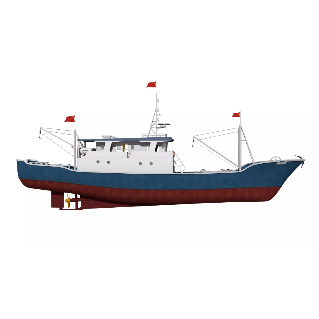 Fishing Boat 3D Model – Industrial Vessel for Games, FBX, OBJ - View 4