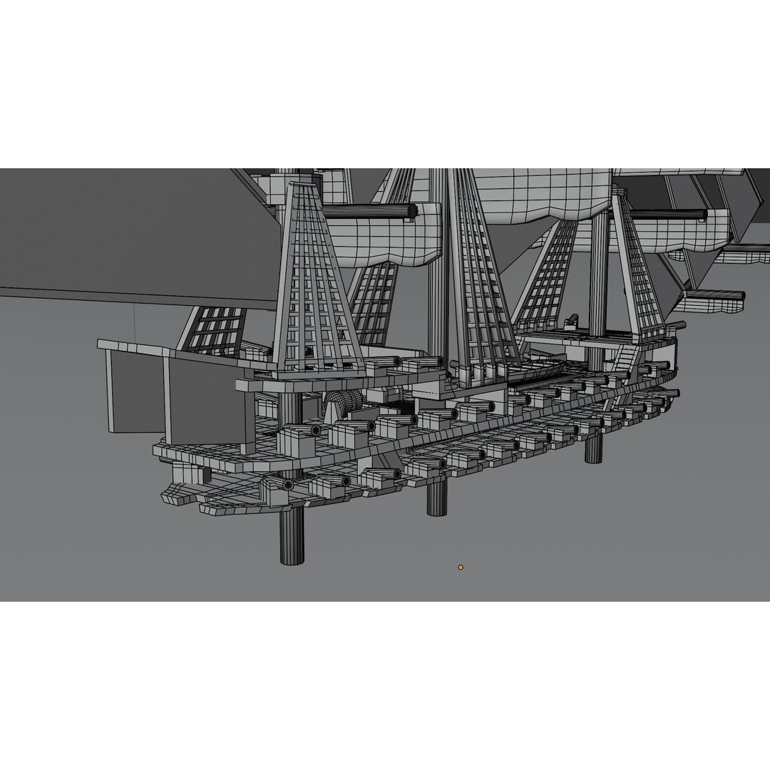 Medieval Ship 3D Model – Low Poly Watercraft, FBX & STL Formats - View 10