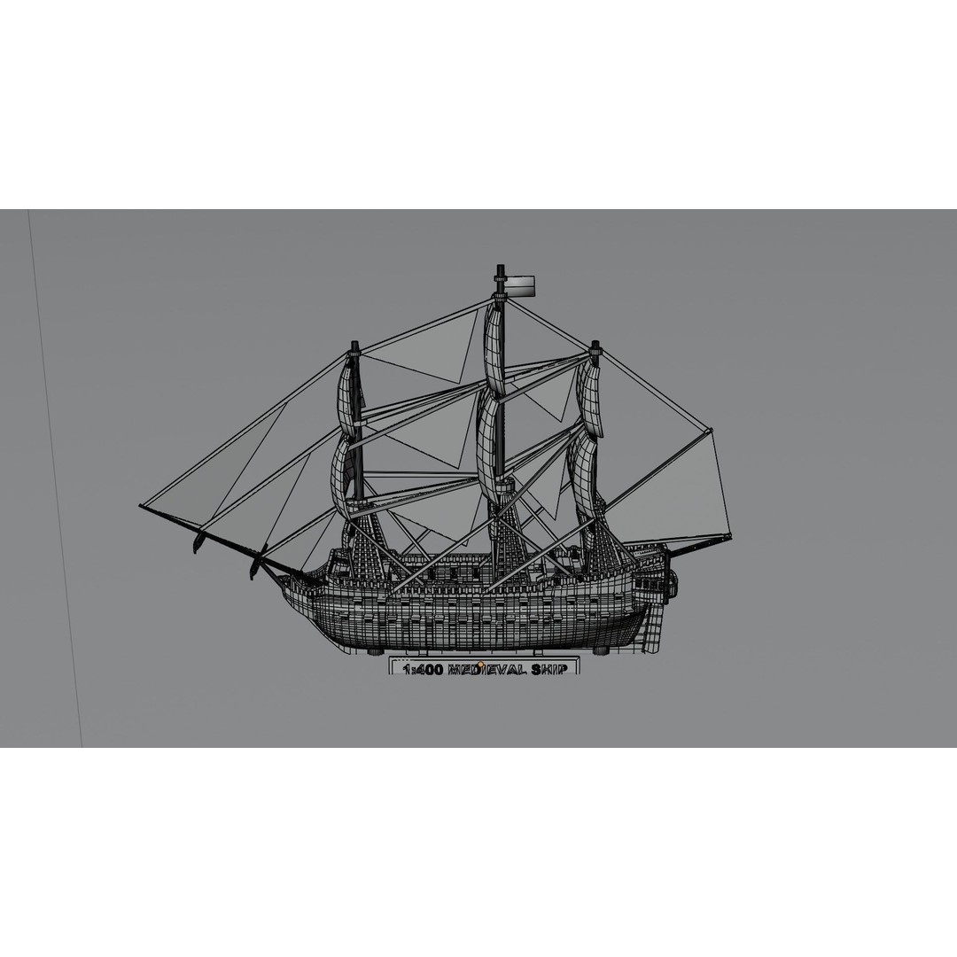 Medieval Ship 3D Model – Low Poly Watercraft, FBX & STL Formats - View 12