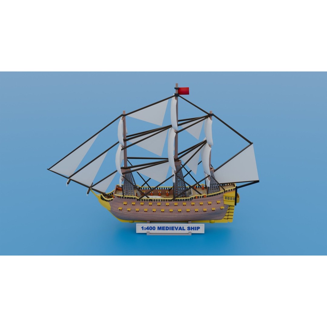 Medieval Ship 3D Model – Low Poly Watercraft, FBX & STL Formats - View 3