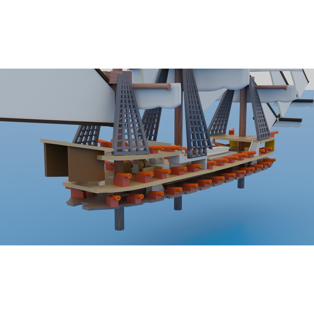 Medieval Ship 3D Model – Low Poly Watercraft, FBX & STL Formats - View 7
