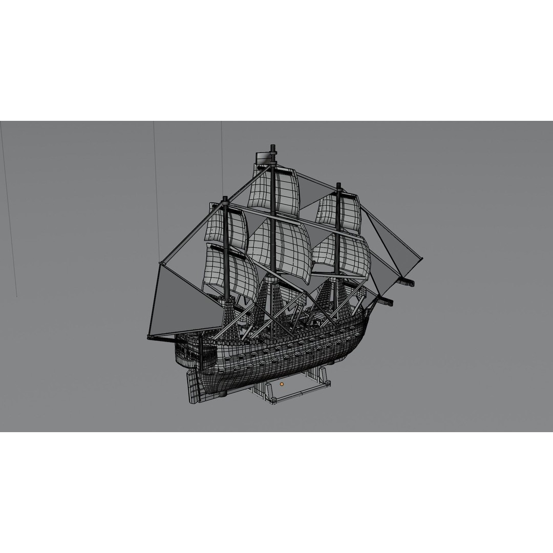 Medieval Ship 3D Model – Low Poly Watercraft, FBX & STL Formats - View 9