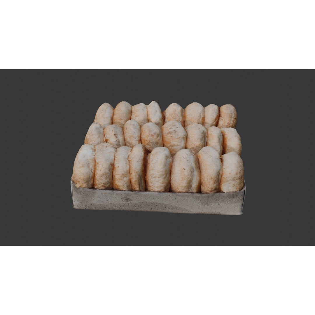 Tray of Freshly Baked Bread Rolls 3D Model – Low Poly PBR Asset, FBX