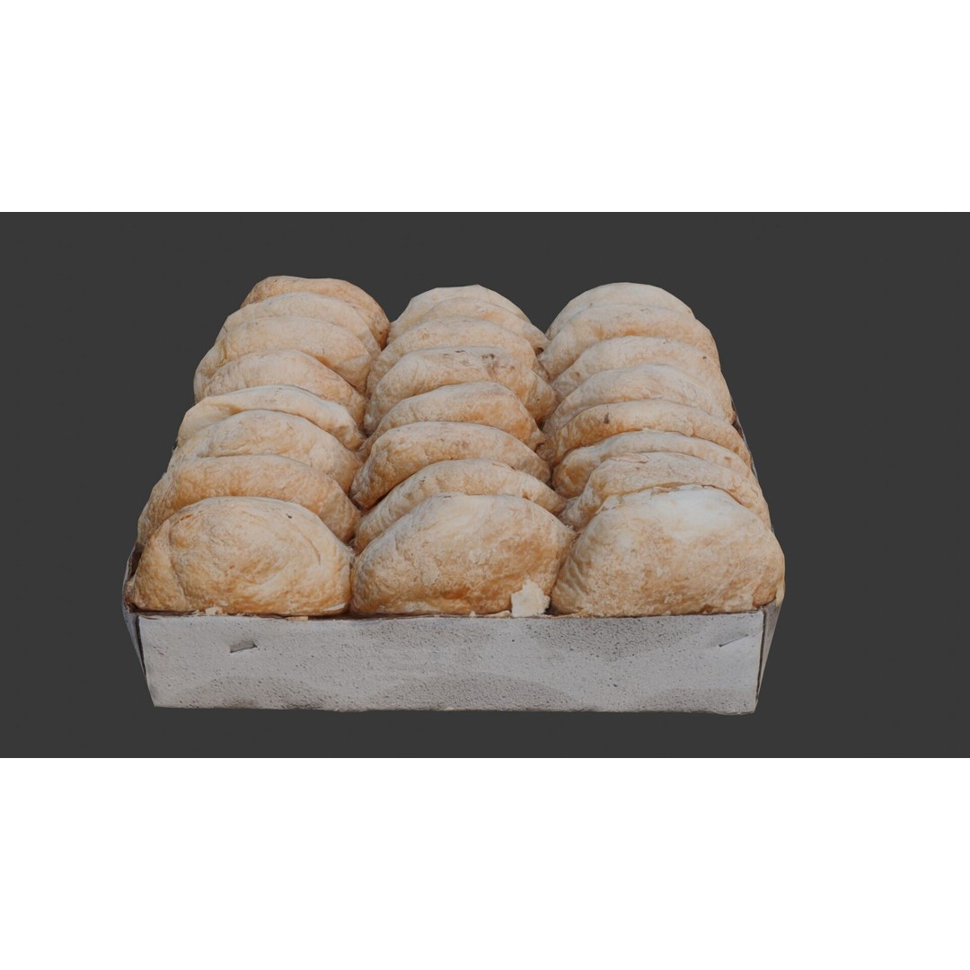 Tray of Freshly Baked Bread Rolls 3D Model – Low Poly PBR Asset, FBX - View 3