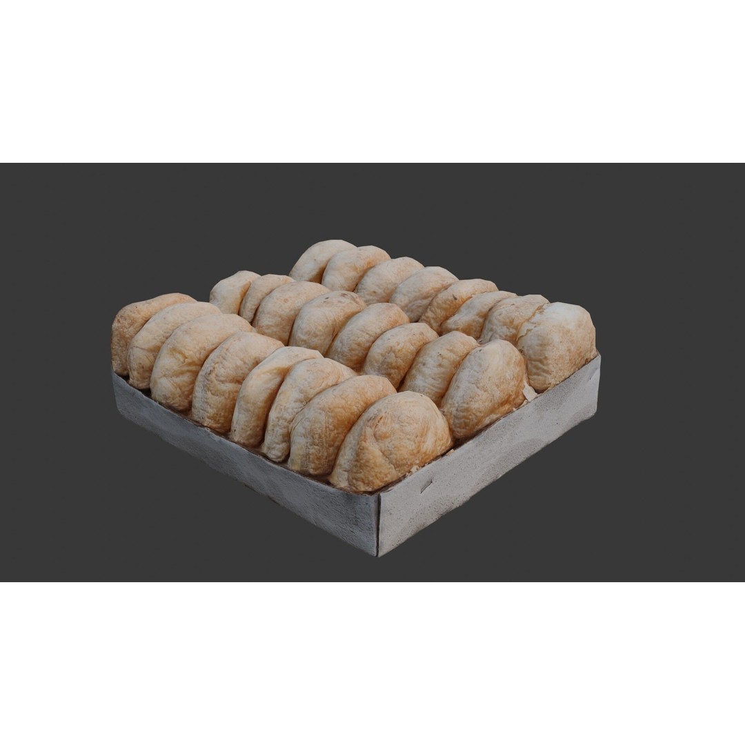 Tray of Freshly Baked Bread Rolls 3D Model – Low Poly PBR Asset, FBX - View 6