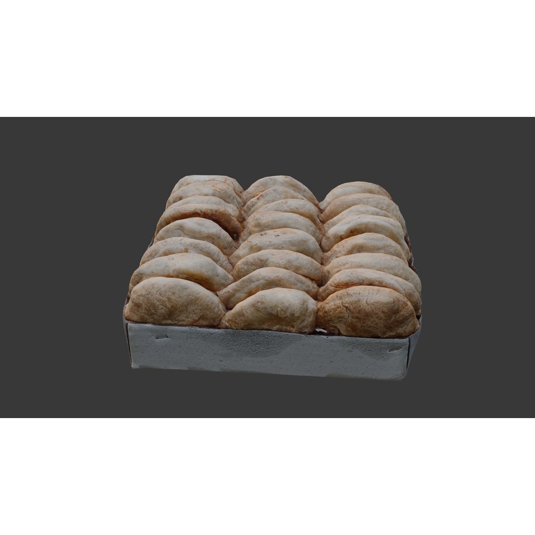 Tray of Freshly Baked Bread Rolls 3D Model – Low Poly PBR Asset, FBX - View 8