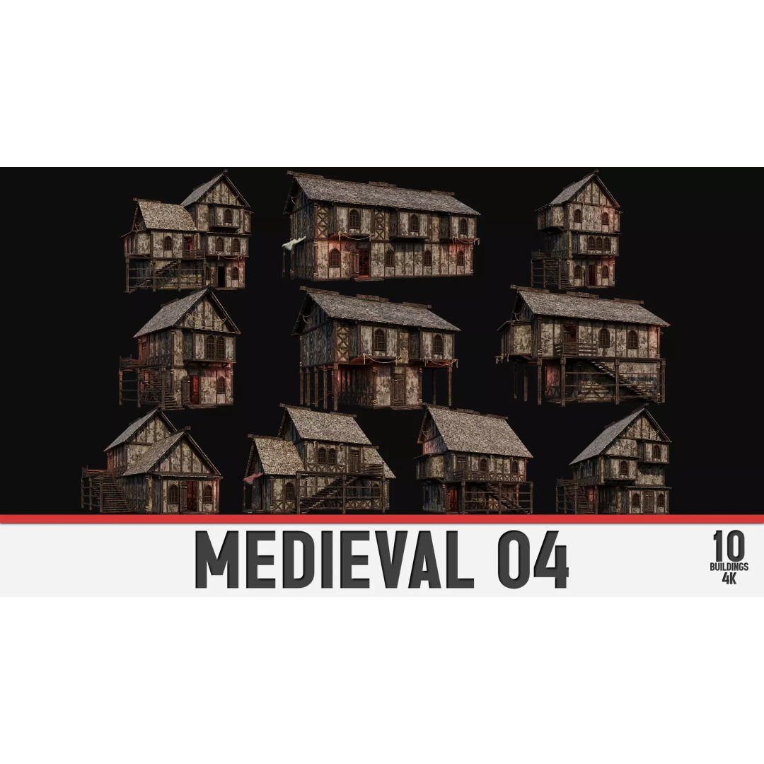 Medieval House 3D Model – Low Poly PBR Asset with Interiors, FBX - View 2