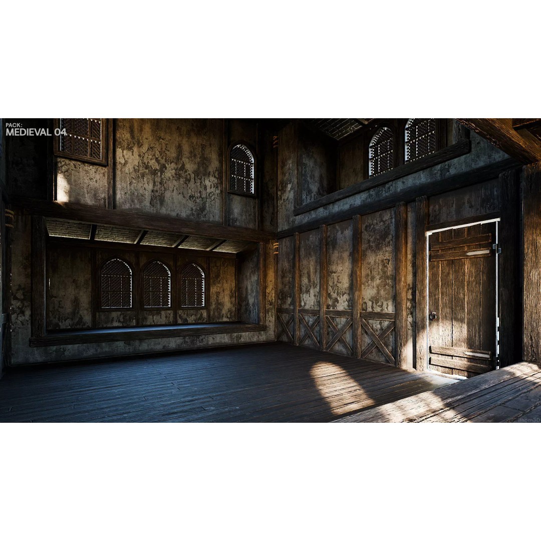Medieval House 3D Model – Low Poly PBR Asset with Interiors, FBX - View 25