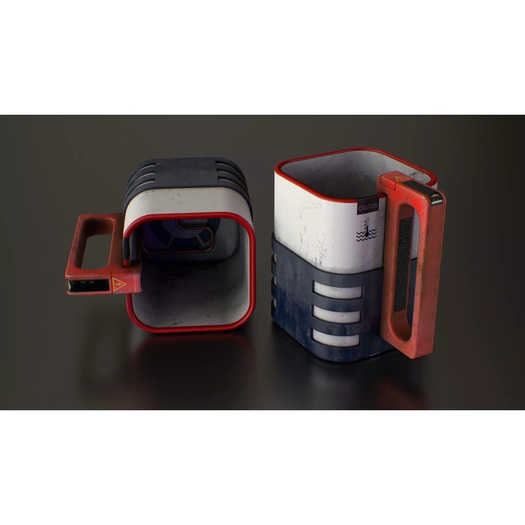 Sci-Fi Heat Mug 3D Model – Low Poly PBR Asset for Games, FBX, OBJ - View 2