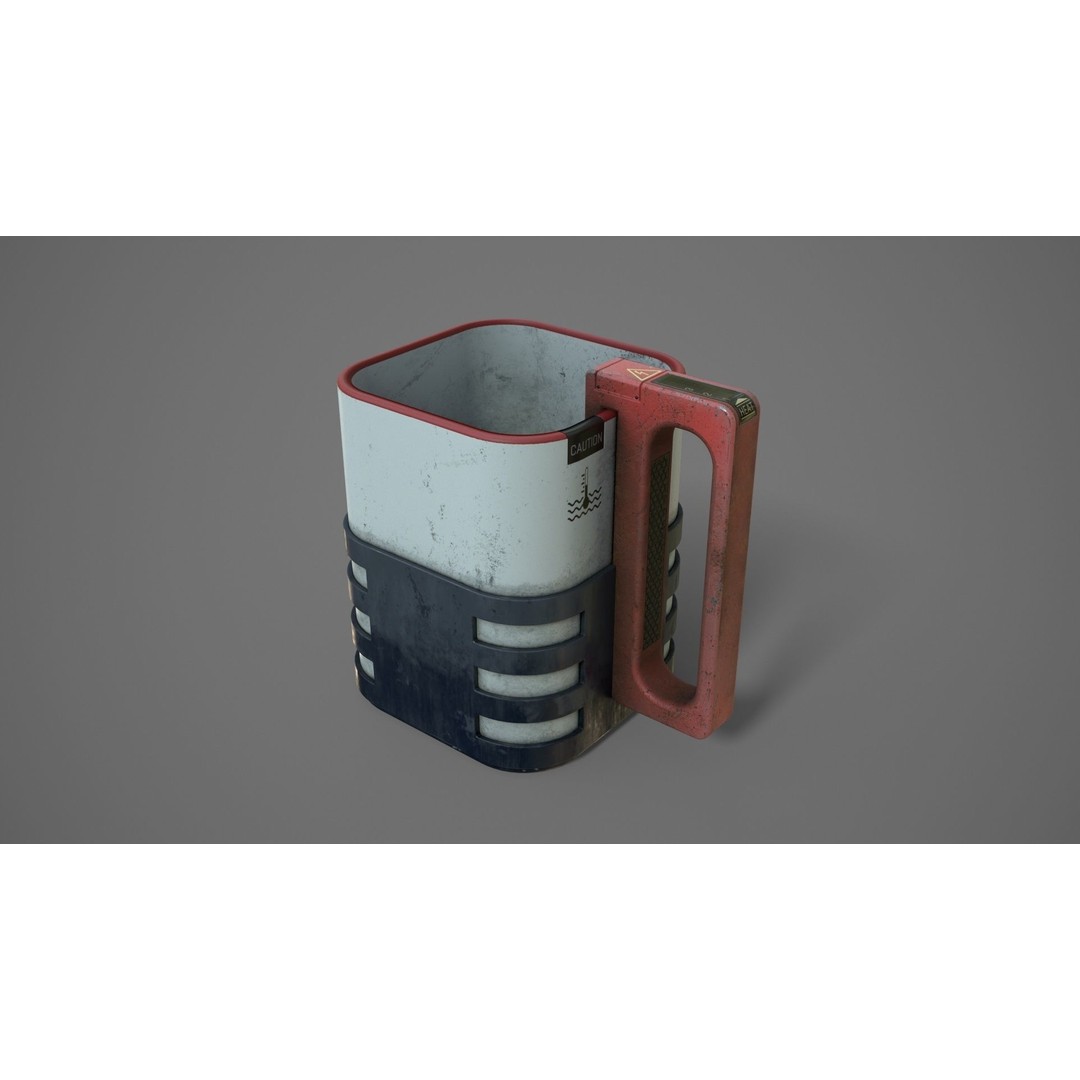Sci-Fi Heat Mug 3D Model – Low Poly PBR Asset for Games, FBX, OBJ - View 3