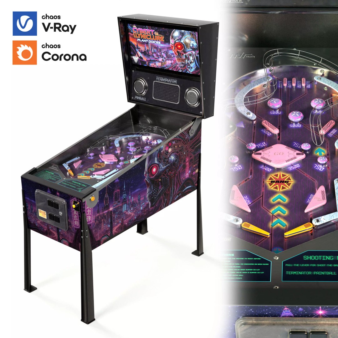 Pinball Machine 3D Model – Low Poly Game Asset with 4K PBR Textures