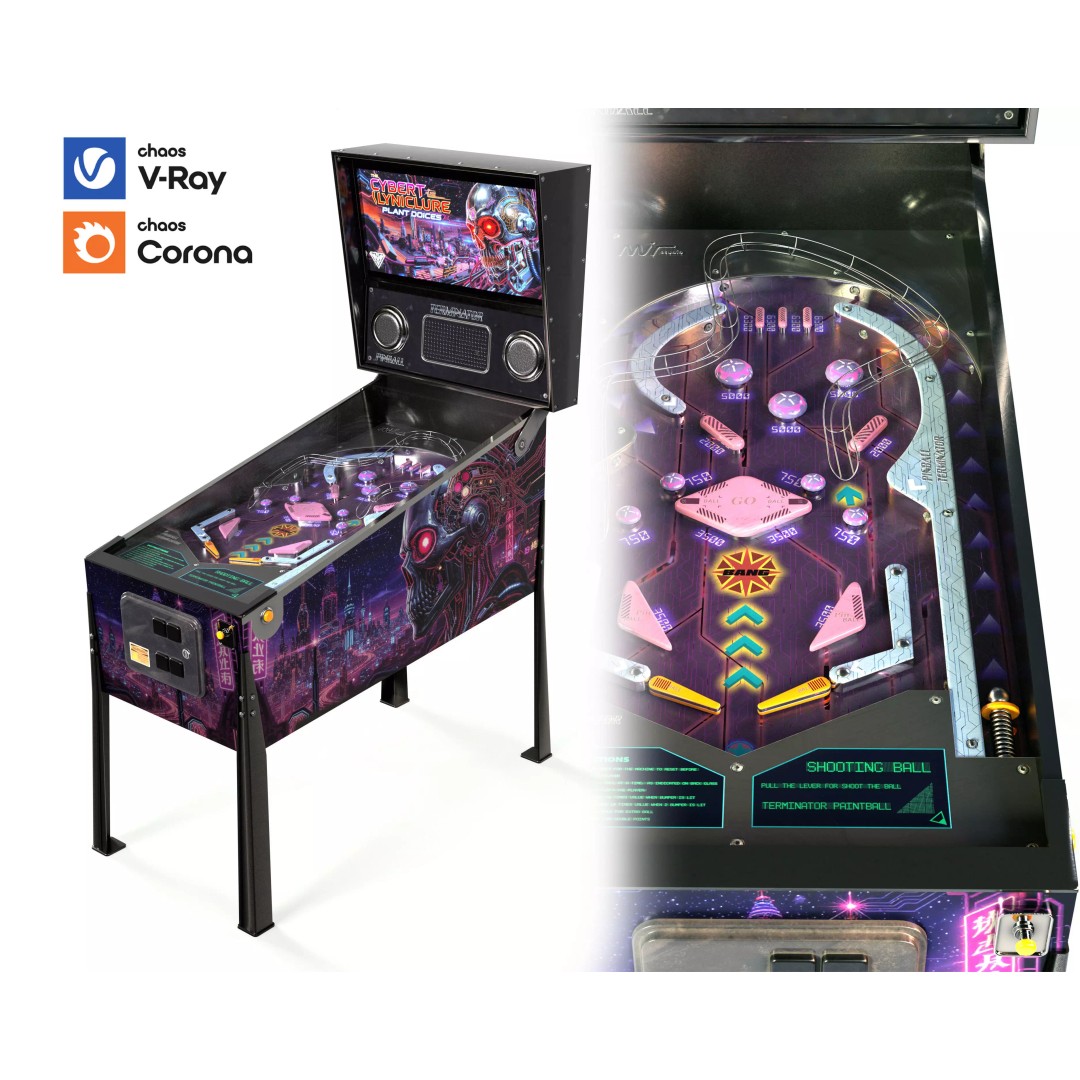 Pinball Machine 3D Model – Low Poly Game Asset with 4K PBR Textures - View 2