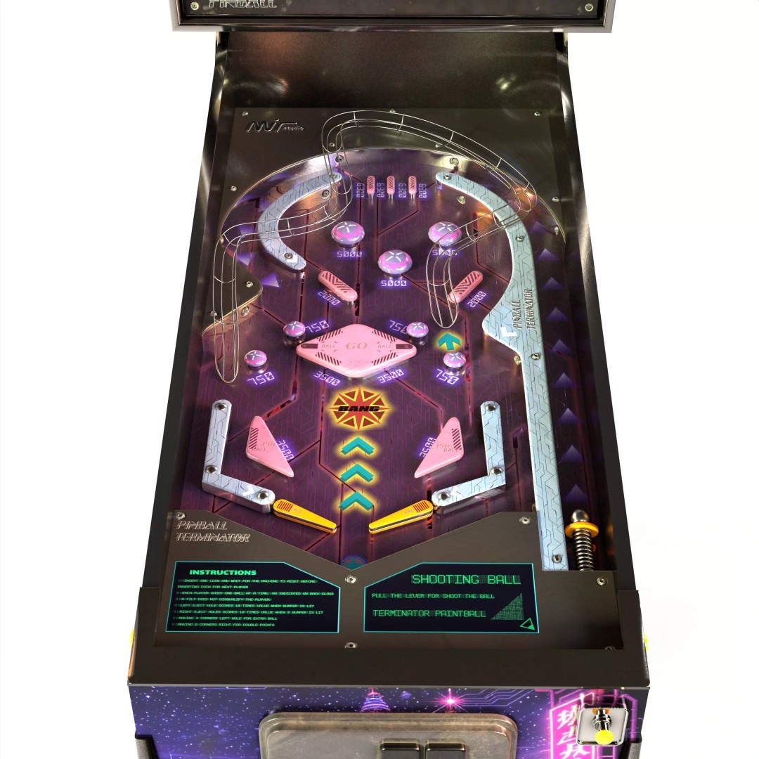 Pinball Machine 3D Model – Low Poly Game Asset with 4K PBR Textures - View 6