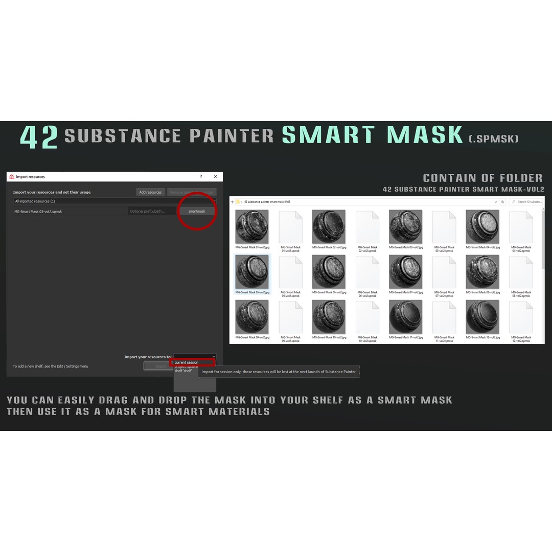 42 Smart Masks 3D Model – High Quality Textures for Substance Painter