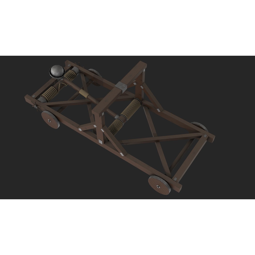 Medieval Catapult 3D Model – Low Poly Game Asset, PBR Textures Included - View 10