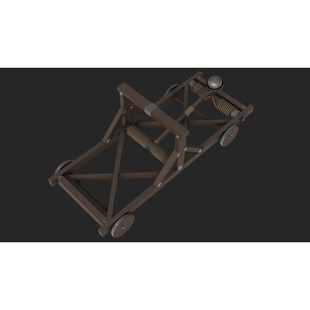 Medieval Catapult 3D Model – Low Poly Game Asset, PBR Textures Included - View 11