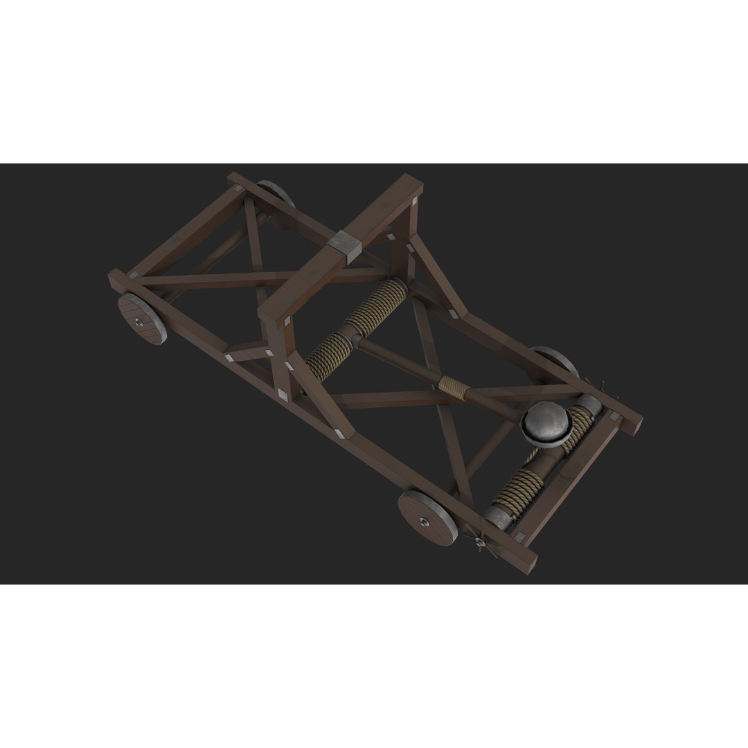 Medieval Catapult 3D Model – Low Poly Game Asset, PBR Textures Included - View 12