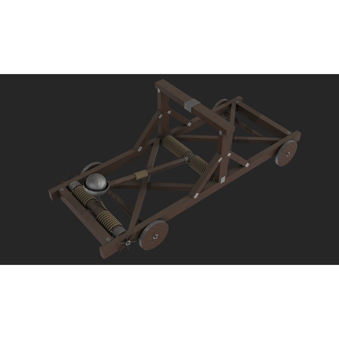 Medieval Catapult 3D Model – Low Poly Game Asset, PBR Textures Included - View 13